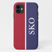 Monogramm mit benutzerdefinierten roten und blauen Case-Mate iPhone hülle (Rückseite)