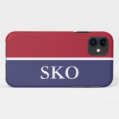 Monogramm mit benutzerdefinierten roten und blauen Case-Mate iPhone hülle (Rückseite (Horizontal))