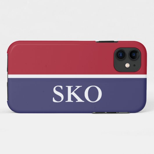 Monogramm mit benutzerdefinierten roten und blauen Case-Mate iPhone hülle (Rückseite (Horizontal))