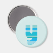 Monogramm mit blauem Streifen - Buchstabe Y Magnet (Vorderseite/Rückseite)
