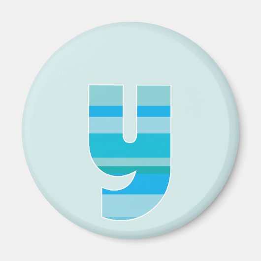 Monogramm mit blauem Streifen - Buchstabe Y Magnet (Vorne)