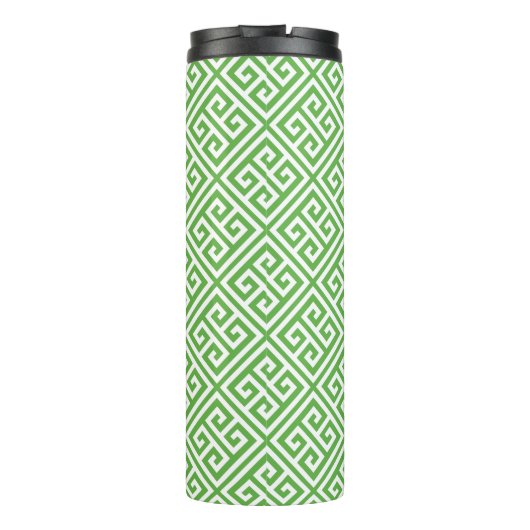 Monogramm mit blauem und grünem griechischen Schlü Thermosbecher (Rückseite)