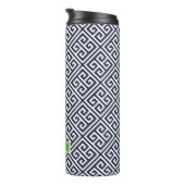 Monogramm mit blauem und grünem griechischen Schlü Thermosbecher (Nach rechts gedreht)