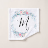 Monogramm mit Blumen Badhandtuch Set (Waschlappen)