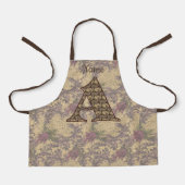 Monogramm mit Blumenmuster Initial A Elegante Ihre Schürze (Vorderseite)