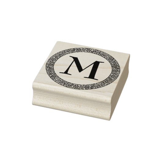 Monogramm mit dicker Verzierter dekorativer Grenze Gummistempel (Stempel)