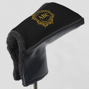 Monogramm mit drei Buchstaben und Name in Gold-Cir Golf Headcover