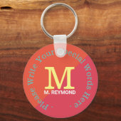 Monogramm mit eigenem Text auf zwei Töne rötlich Schlüsselanhänger (Vorderseite)