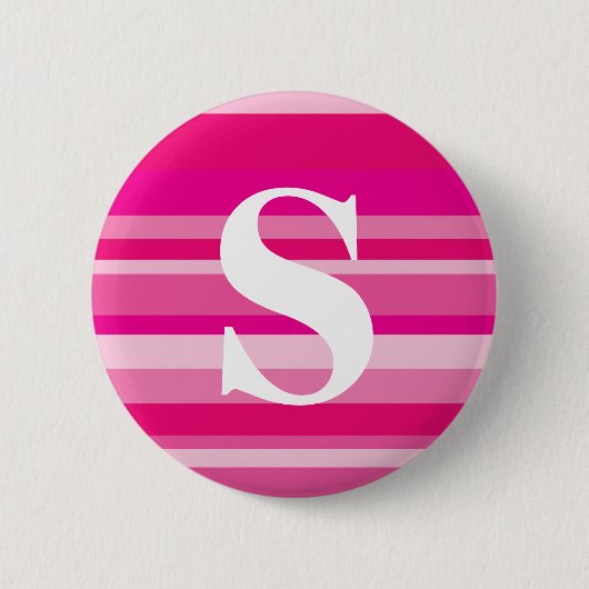 Monogramm mit einem bunten gestreiften Hintergrund Button (Vorderseite)