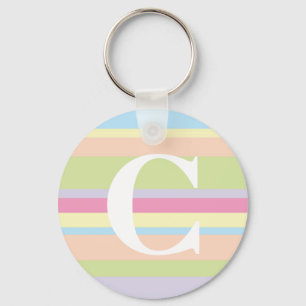 Monogramm mit einem bunten gestreiften Hintergrund Schlüsselanhänger