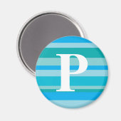 Monogramm mit einem farbigen Streifen-Hintergrund  Magnet (Vorderseite/Rückseite)