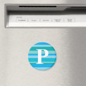 Monogramm mit einem farbigen Streifen-Hintergrund  Magnet (In Situ (Geschirrspüler))