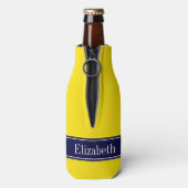 Monogramm mit einem gelben, blauen Ribbon-Namen Flaschenkühler (Flasche Rückseite)