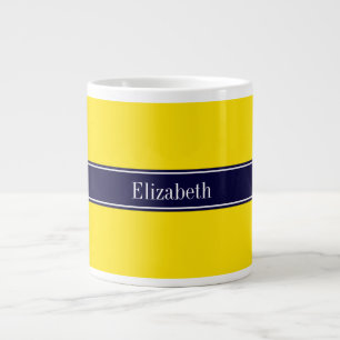 Monogramm mit einem gelben, blauen Ribbon-Namen Jumbo-Tasse