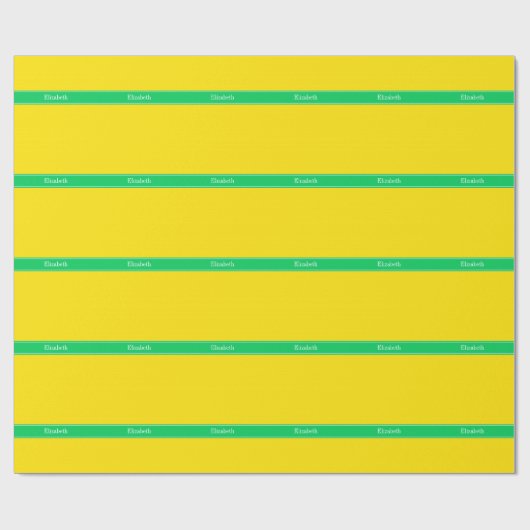 Monogramm mit einem gelben, grün grünen Ribbon-Nam Geschenkpapier (Flach)