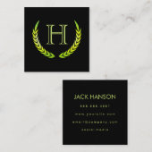 Monogramm mit Elementen (grün) Quadratische Visitenkarte (Vorne/Hinten)