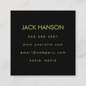 Monogramm mit Elementen (grün) Quadratische Visitenkarte (Rückseite)