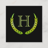 Monogramm mit Elementen (grün) Quadratische Visitenkarte (Vorderseite)