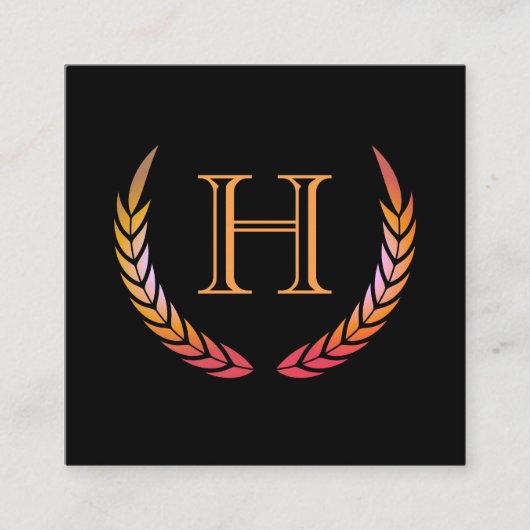Monogramm mit Elementen (orange) Quadratische Visitenkarte (Vorderseite)