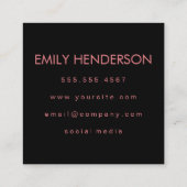 Monogramm mit Elementen (rosa) Quadratische Visitenkarte (Rückseite)