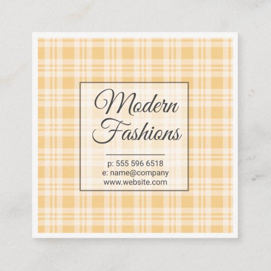 Monogramm mit Flannel-Muster Quadratische Visitenkarte (Rückseite)