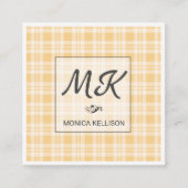 Monogramm mit Flannel-Muster Quadratische Visitenkarte (Vorderseite)
