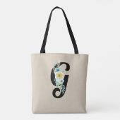 Monogramm mit Floral Spray White und Aqua Tasche (Rückseite)