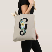 Monogramm mit Floral Spray White und Aqua Tasche (Von Nahem)
