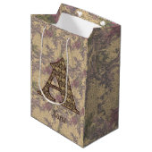 Monogramm mit floralen Anfangsbuchstaben Ein elega Mittlere Geschenktüte (Vorderseite Schrägansicht)