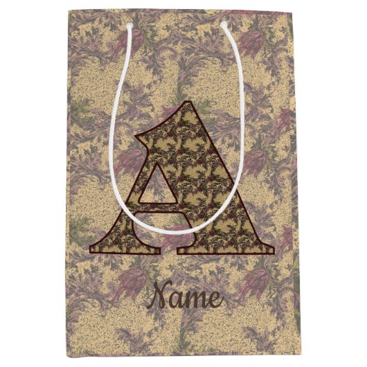 Monogramm mit floralen Anfangsbuchstaben Ein elega Mittlere Geschenktüte (Vorderseite)