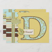 Monogramm mit Frog und Stripe Print Baby Dusche Einladung (Vorne/Hinten)