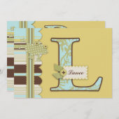 Monogramm mit Frog und Stripe Print Baby Dusche Einladung (Vorne/Hinten)