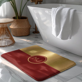 Monogramm mit geometrischer Gold- und Red-Geometri Badematte