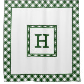Monogramm mit grün-weißem Buffalo-Karo Duschvorhang (Vorderseite)