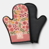 Monogramm mit handbemaltem Blütenpinsel Ofenhandschuh (Vorderseite/Rückseite)