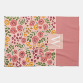 Monogramm mit handbemaltem Rosa Geschirrtuch (Horizontal)