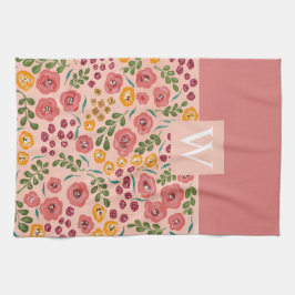 Monogramm mit handbemaltem Rosa Geschirrtuch