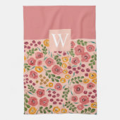 Monogramm mit handbemaltem Rosa Geschirrtuch (Vertikal)