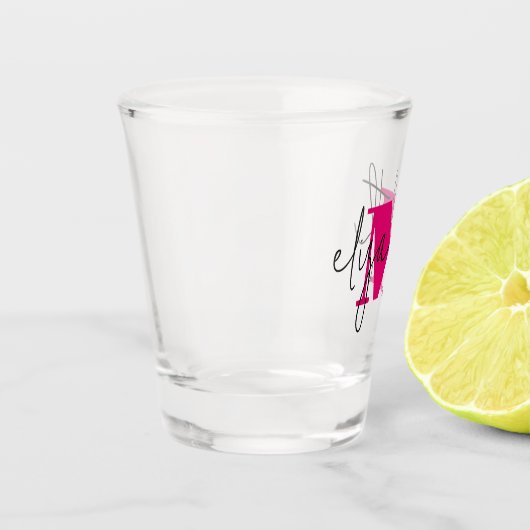 Monogramm mit handgeschriebenem Namen Schnapsglas (Links)