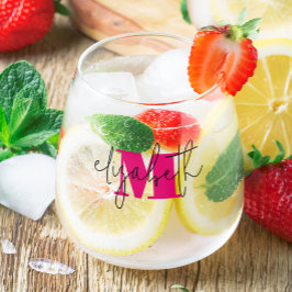 Monogramm mit handgeschriebenem Namen Weinglas Ohne Stiel