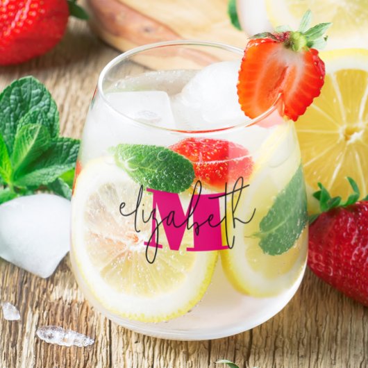 Monogramm mit handgeschriebenem Namen Weinglas Ohne Stiel