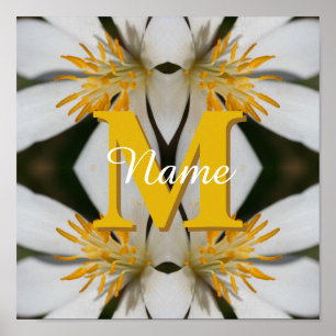 Monogramm mit Ihrem initialen Namen Blumen Persona Poster