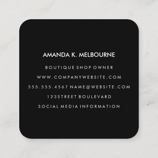 Monogramm mit Imitaten Gold beleuchtete Elemente Quadratische Visitenkarte (Rückseite)