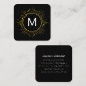 Monogramm mit Imitaten Gold beleuchtete Elemente Quadratische Visitenkarte (Vorne/Hinten)