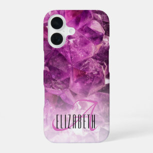 Monogramm mit individuellem Namen in lila Ombre-Kr iPhone 16 Hülle