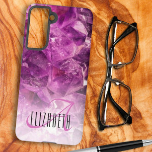 Monogramm mit individuellem Namen in lila Ombre-Kr Samsung Galaxy Hülle