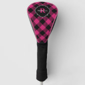 Monogramm mit Kariertem, rosa und schwarzem Buffal Golf Headcover (Vorderseite)