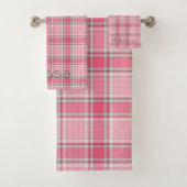 Monogramm mit Kariertem Rosa und weißem Namen | Badhandtuch Set (Insitu)