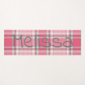Monogramm mit Kariertem Rosa und weißem Namen | Yogamatte (Vorderseite (Horizontal))