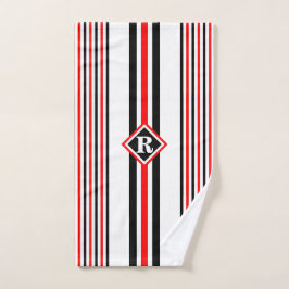 Monogramm mit klassisch roten, weißen und schwarze handtuch